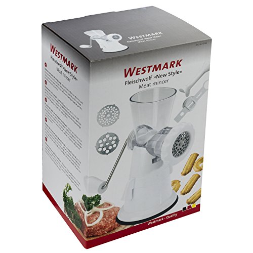 Westmark Fleischwolf mit 2 Lochscheiben und Gebäckvorsatz, Großer Saugfuß, Kunststoff/Rostfreier Edelstahl, Weiß/Transparent, 97452260 - 6