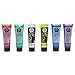 Face & Body Glitter Gel 10ml - Set of 6 tubes - UV Glow Branded Glitter Face Paint - Perfect for festivals and christmas parties