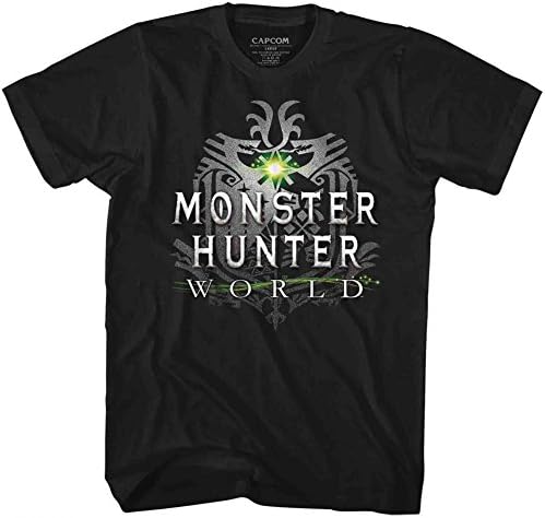 Monster Hunters Mens MHW Logo T-Shirt, Large, Black