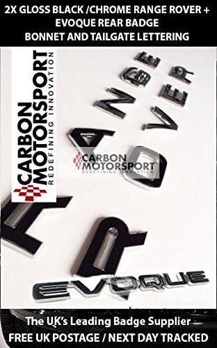 CARBON MOTORSPORT Chrome Gloss Black Range Evoque Lettering Badge Letters