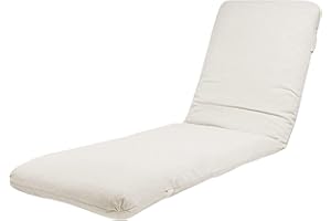 TIENDA EURASIA - Cojín para Tumbona de Jardín, Relleno de Fibra Acolchada, Funda de Tela Lavable con Cremallera, Cojines para Tumbonas (170 x 50 x 6 cm, Crudo)