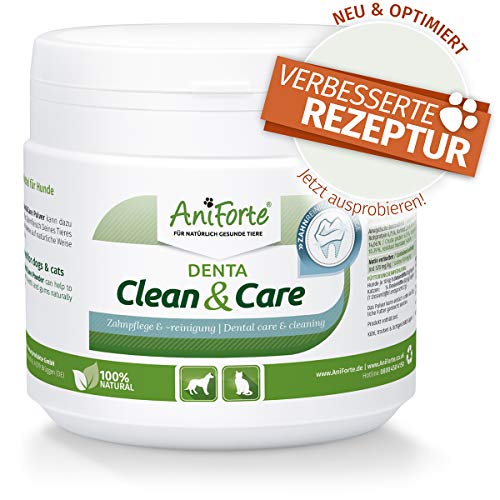 AniForte Denta Clean and Care Zahnpflege für Hunde, Katzen 300g - Zahnstein-EX Pulver, Zahnsteinentferner Ergänzung gegen Mundgeruch bei Hunden, Natürliche Reinigung für Zähne & Zahnfleisch