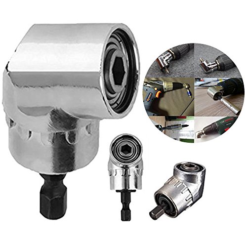 Cisixin Perceuse à angle 105°Droit avec Porte-embout Magnétique, 1/4 Hex Tournevis d'Angle, Adaptateur Coudé pour Visseuse électrique et Changement Rapide