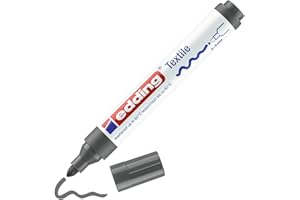 edding 4500 marker tekstylny – szary – 1 marker – zaokrąglony 2–3 mm – marker do materiału odporny na pranie (60°C) – marker do tkanin