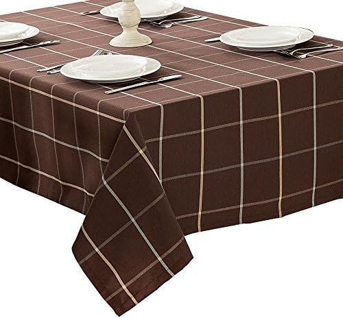 R.LANG Heavy Weight Fabric Tablecloth Oval 60 x 84-inch(152cm x 213cm) Spillproof Jacquard Tablecloth Coffee
