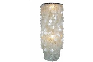 GURU SHOP Lampa sufitowa/lampa sufitowa, lampa muszelkowa z setek Capiz, płytki z masy perłowej - model Samoa Long biały, 100 x 40 x 40 cm