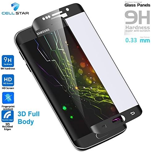 Samsung Galaxy S6 Edge Black Tempered Glass Screen Protector - Best Cell Phone Glass Accessory - Air-bubble-proof Scratch Resistant Screen Guard with 9H Hardness and Anti-burst - 100% Satisfaction