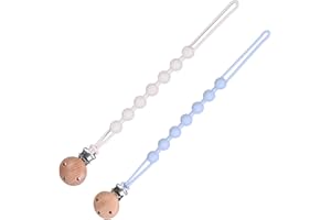 Joysal Pacifier - 2 catenelle per ciuccio, in silicone, clip per ciuccio per ragazzi e ragazze, mantiene il ciuccio, con clip in acciaio inox con denti in plastica