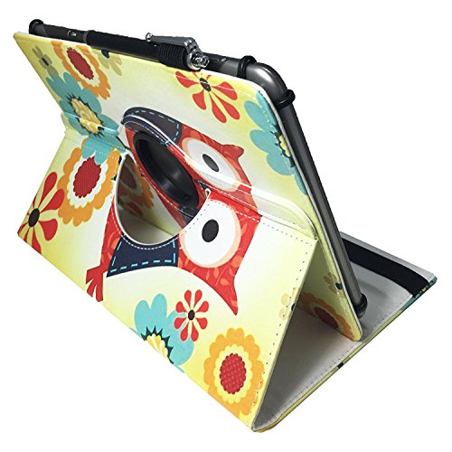 Lenovo MIIX 310-10ICR – Drehbare Tablet Schutz Hülle Etui mit Standfunktion + Touch Pen – 10.1 Zoll Eulen mit Blumen 360° - 2