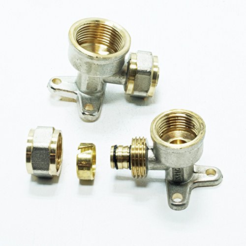 Pipetec Schraubfitting Wandwinkel Wandscheibe 16×2 mm 1/ 2 Zoll Innengewinde für Mehrschicht-Verbundrohr, DVGW, UBA-konform, bis max.100°C - 2
