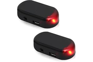 DULUOK 2PCS LED luz Antirrobo Solar Power Simulated Car Alarm Antirrobo Luces de Advertencia Energía Solar Simulada Luz de Seguridad Antirrobo con Puerto USB para La Mayoría de Los Coches(Rojo)