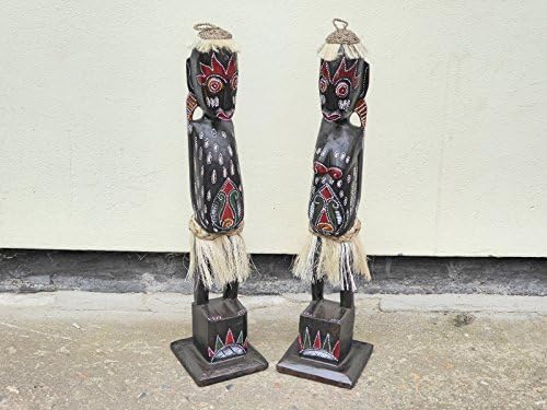 Pair Of Primitive Figurines Tribe Tribal African Ethnic Statues 50cm Design 2