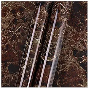 LOMESH Marble Effect Self Adhesive Wallpaper Shelf Liner Wall Sticker Vinyl Film Wall Decal for Fridge/Floor/Table Decorative Furniture Interior & Renovation Projects-L200 x H60cm (Brown)