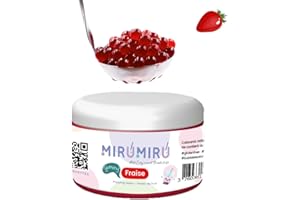 MiruMiru - POPPING BOBA ORIGINALE per Bubble Tea - Molti sapori - 140 g - senza coloranti artificiali, meno zucchero, 100% VEGETALIANO e SENZA GLUTINE (fragola)
