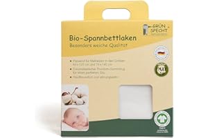 ‎GRÜNSPECHT GRÜNSPECHT Bio-Spannbettlaken aus 100% Baumwolle (kbA), passend für 60x120cm & 70x140cm Matratze, hautfreundlich & atmungsaktiv, GOTS, (657-V1)