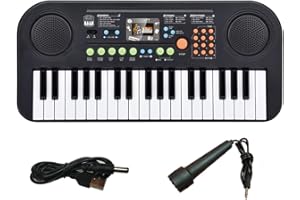 RATSTONE Pianola Per Scuola Media,Tastiera 37 Tasti Scuola Media,Pianola 37 Tasti,Con Microfono,Portatile Multifunzionale,Formazione Musicale Introduttiva,Per i Bambini Di 3 4 5 6 Anni e Oltre, Principianti