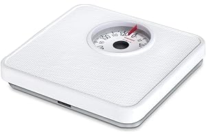 Soehnle Balance pèse personne Tempo White, Balance à aiguille blanche supportant jusqu’à 130 kg max, Balance analogique antidérapante, précise au kilo près