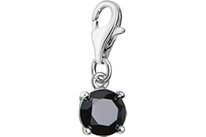 Quiges 925 Sterling Silver Zirconia Crystals Clip On Lobster Clasp Charm Pendant
