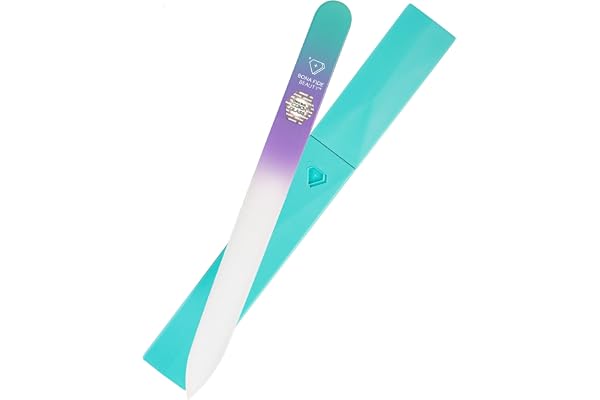 Lime à Ongles en Verre avec Étui, Limes à Ongles Professionnelles Verre Tchèque pour Ongles Naturels, Limage de Précision Expert et Finition Lisse - Lime en Verre Pastel Premium de Bona Fide Beauty