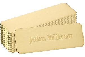 UNICRAFTALE 30 placas de nombre doradas de 76 mm de largo, grabadas con láser, tipo de acero inoxidable, tarjetas de visita, rectangulares, sólidas, en blanco, marco de etiquetas personalizadas, para