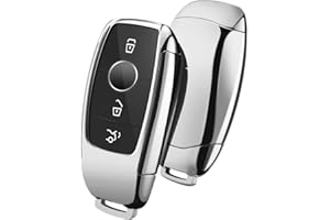 OATSBASF Osłona kluczyka samochodowego kompatybilna z Mercedes Benz, skrzynka na kluczyki samochodowe do Benz klasy E 2017 S 2018 (srebrna)