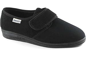 EMANUELA 601 Pantofola Elasticizzata da Donna con Velcro Grigio Nero