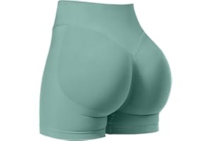 SUNSESS Women's Impact Gym Shorts Seamless Hidden Scrunch Booty Butt Lifting High Waisted 4.5" Yoga Workout Cycling Shorts