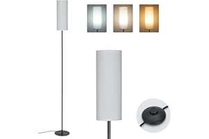 IPARTS EXPERT Lampade da Terra per Soggiorno, E27 Moderna LED Lampada a Stelo da Terra 3 Temperature Colore Lino Dimmerabile Interruttore a Tirante, Lettura, da Comodino, Camera da Letto (Bianco)