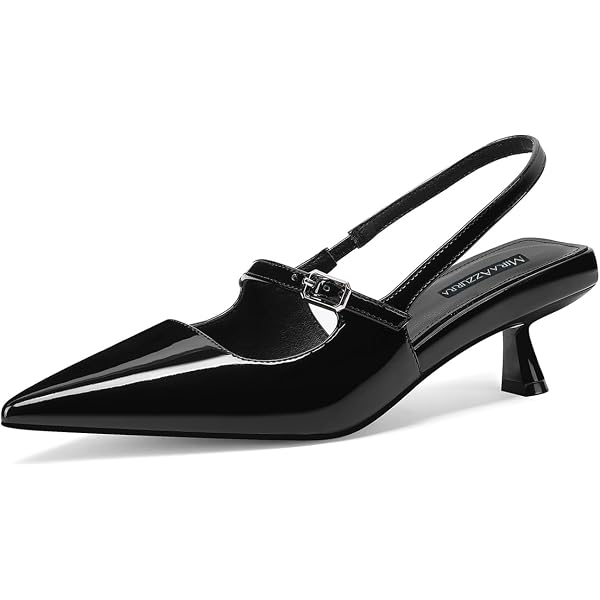Fashare Women's Kitten Heel Slingback Pumps – Pointed Toe With Metal Chain Buckle | Dress Shoes For Work & Parties - View #11