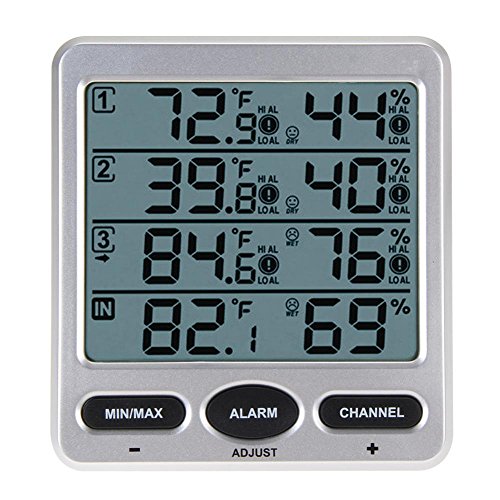 Wireless LCD Wetter Thermometer Temperature Innen / Außen 8 Kanal Thermo Hygrometer - 3