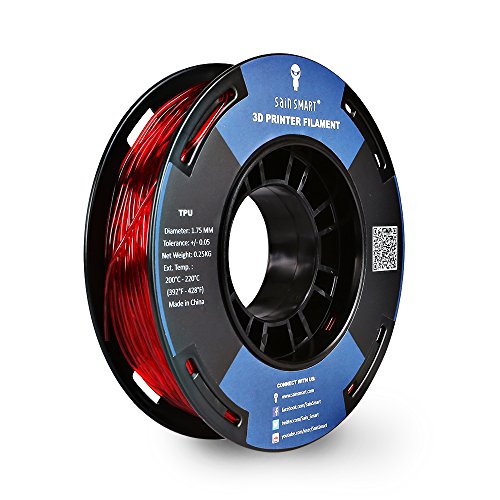 SainSmart Kleine Spule 1.75mm TPU Flexible 3D Filament 250g, Maßgenauigkeit +/- 0,05 mm, Shore 95A, Rot
