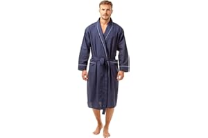 SLEEPY JOES Mens Lightweight Poly cotton dressing gown robe Tie Front Pockets Size Medium to XXL
