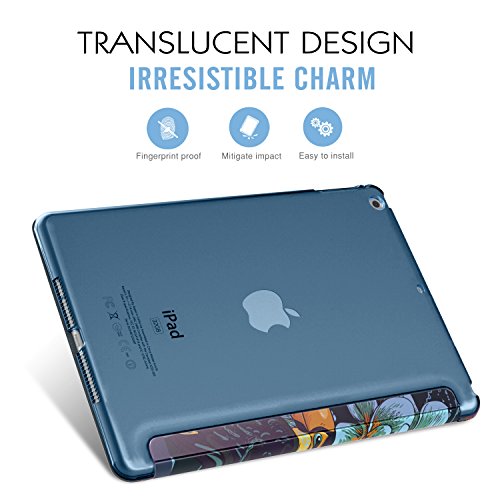 MoKo Hülle für iPad Air – PU Leder Tasche Schale Smart Case mit Translucent Rücken Deckel, mit Auto Schlaf/Wach Funktion und Standfunktion für Apple iPad Air / iPad 5 (5th Gen) 9.7″ Tablet, Tukan Vogel - 2