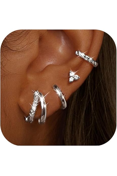 Lot Boucles Oreilles Femme Boucles D'oreilles Acier Chirurgical Diamday - Lot 12 Paires - Or Et Argent - Hypoallergénique Bijoux Dos Plat