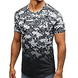 Produp Mode Tops Männer Casual Camouflage Print O Hals Pullover Kurzes T-Shirt Top Bluse