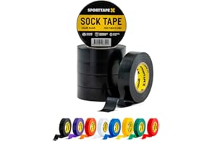 SPORTTAPE 6 Rolls Sock Tape - Black - 1.9cm x 20m | PVC Insulating Tape for Football, Soccer & Rugby - Holds up Football Socks, Shin Pads & Shin Guards | Secures Lifting Blocks, Boots & Ears