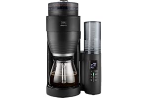 Melitta AromaFresh X 1030-06, Cafetera de Goteo con Molinillo Incorporado, 10 Tazas, Temporizador 24 Horas, Mantenimiento en Caliente, Apto para Café Molido Previamente, Pantalla LC, Negro Mate