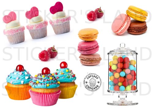 STICKER'S LAND Chocolat et de pâtisserie Stickers décoratifs Autocollant Feuille 21 x 28 cm en Papier adhesif Transparent