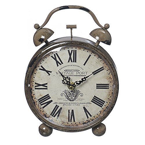 Tischuhr Orleans in Weckeroptik Vintage hellbraun