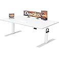 Devoko Electric Standing Desk 160x70cm, Height Adjustable Desk Ergonomic Stand up Table with 2 Memory Preset, White