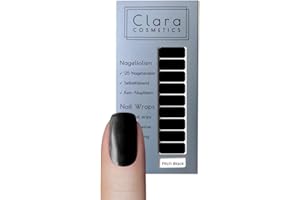 Clara Cosmetics pellicola per unghie "Pitch Black" - smalto adesivo per unghie, 25 strisce di unghie adesive, foglie per le unghie, Nail Wraps, Nail Art, Nail Sticker, lunga durata