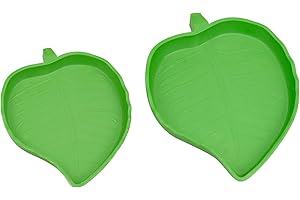ANZONGYI 2 Pieces Leaf Shape Reptile Food Bowls Food Feeding and Water Dish Plate Used for Tortoise Corn Snake Crawl Pet Drinking and Eating