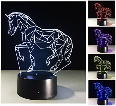 3D Nightlights, 7 Colors Change Touch Control Night Lamp, Best Gift for Friends Children（Horse）