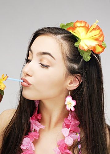 Hula Girl Orange Hibiscus Flower Hair Clip
