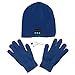 Produktbild Kasit drahtlose BT 3.0 Beanie-Hut-Kappe mit Musik-Telefon Freisprechfunktion Stereo-Kopfhörer-Kopfhörer-Lautsprecher Mic + BT Touchscreen Handschuhe für Fitness Outdoor Sports Walking - Königsblau
