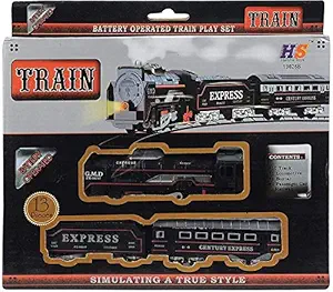 Toy Creations Remote Control Train & Track Set with Sound & Light Toy for Kids (Black Train)