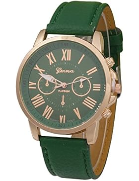 Geneva Kunstleder Armband Armbanduhr (Dunkelgruen)