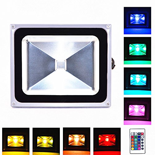 SLPRO® 20W LED RGB 16 Farben Fluter grau Außen mit Stecker inkl. Fernbedienung