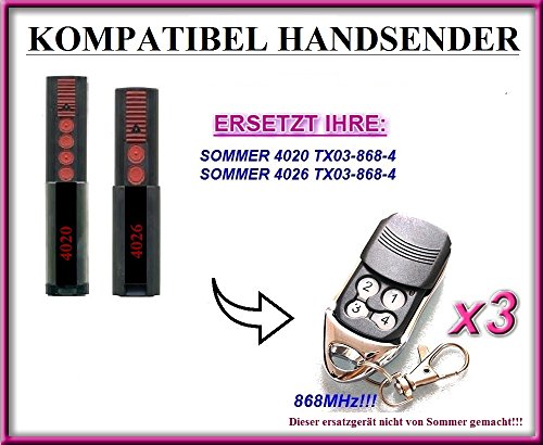 3 X SOMMER 4026 / SOMMER 4020 kompatibel handsender, ersatz fernbedienung, 868.8Mhz rolling code. 3 Stücke für den besten Preis!!!