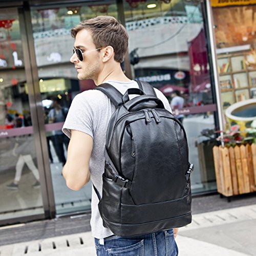BAOSHA BP-06 PU Leder Rucksack Damen 15″ Laptoprucksack College Schultaschen Reisetasche Daypacks Uni Backpack für Outdoor Sports Freizeit Schwarz - 7